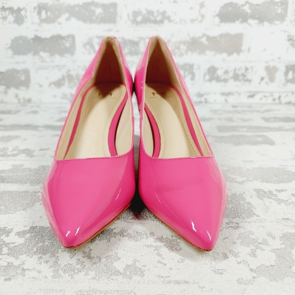 NEW Marc Fisher Zala Pink Patent Leather Block Heel Pointed Toe Heels W619 - Picture 3 of 14